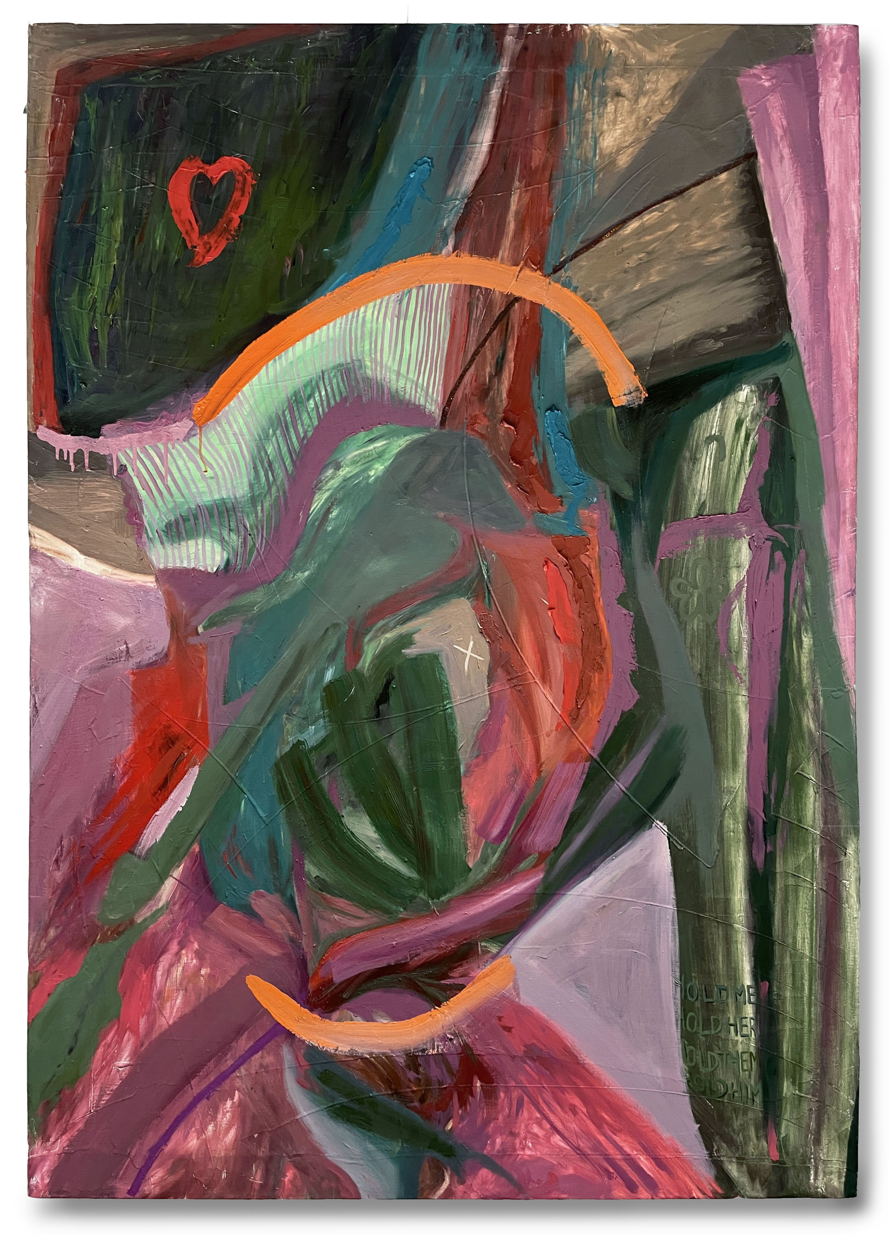 Observer Rose Storm, 61x43_, oil, glitter and cold wax on canvas, 2026, AVAILABLE